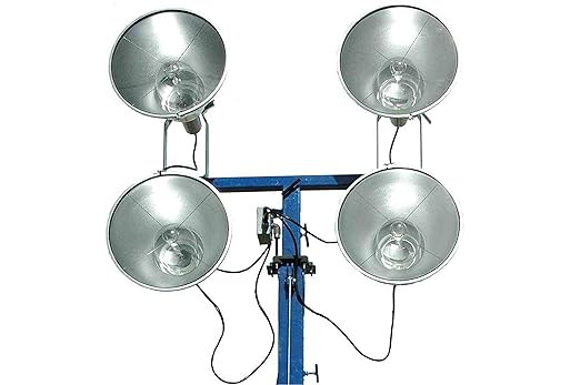 4000 Watt 16 Foot Telescoping Light Mast - Fold Over Light Tower - 360 Degrees Rotating Boom - High Mast - Powder Coat Finish