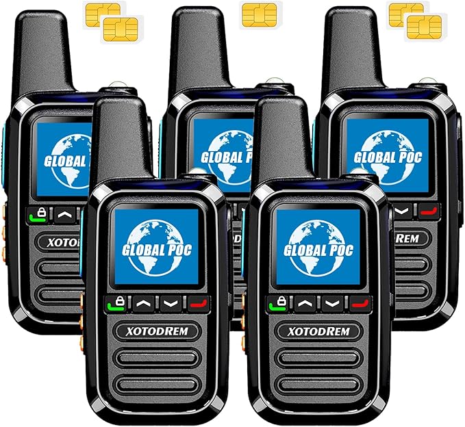 Global Lifetime Free Rapid Walkie Talkies Unlimited Range 4G LTE PoC(Push-to-Talk Over Cellular) Radios Nationwide PTT Two Way Radios Long Distance for Family, Logistics, Company (2 to 5 PCS, 5)