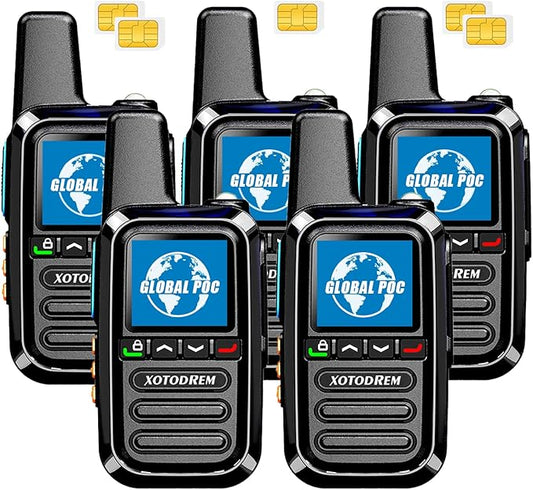 Global Lifetime Free Rapid Walkie Talkies Unlimited Range 4G LTE PoC(Push-to-Talk Over Cellular) Radios Nationwide PTT Two Way Radios Long Distance for Family, Logistics, Company (2 to 5 PCS, 5)
