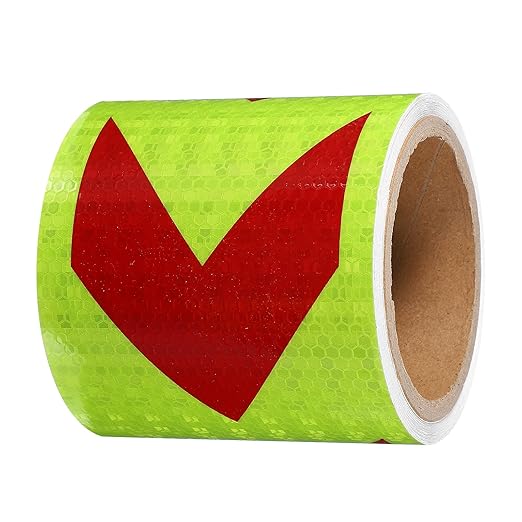 PATIKIL Reflective Tape, 4 Inch x 20 ft Waterproof Self Adhesive High Visibility Safety Warning Arrow Tape Outdoor Reflectors for Trucks Trailers Cars, Yellow Red