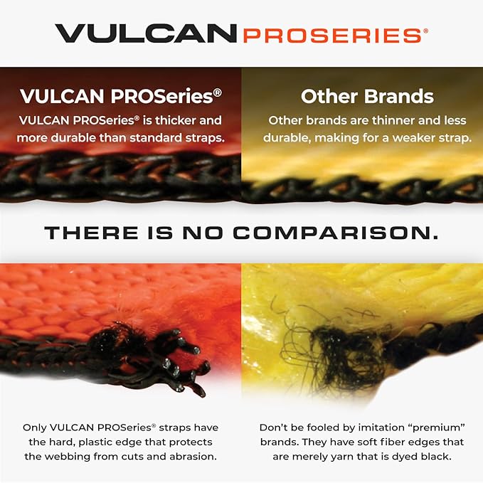 VULCAN 8-Point Roll Back Vehicle Tie Down Kit with Snap Hook on Strap Ends and Chain Tail on Ratchet Ends - Set of 4 - PROSeries Optic Orange