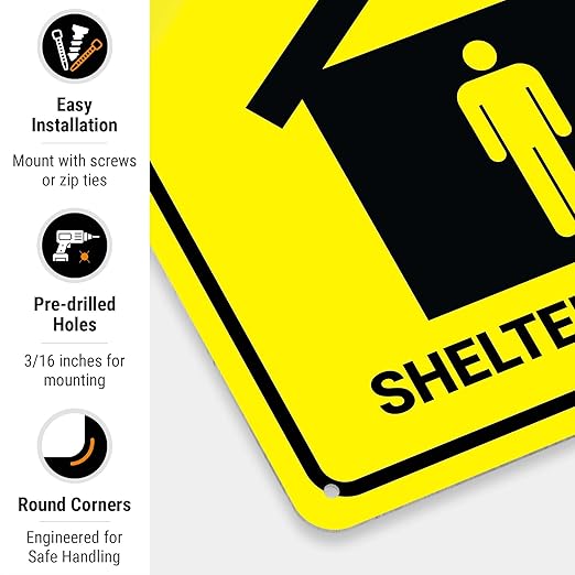 Shelter in Place with Up Arrow Sign, 10x14 Inches, Rust Free .040 Aluminum, Fade Resistant, Made in USA by Sigo Signs