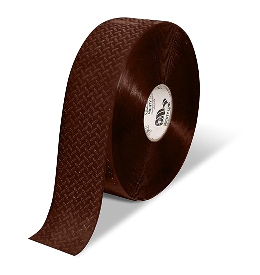 Mighty Line 3" Anti-Slip Solid Color Floor Marking Tape for Safety, Caution, Warning, Flooring, Heavy-Duty, Peel and Stick, Adhesive, Industrial Quality, 100' Roll, Brown