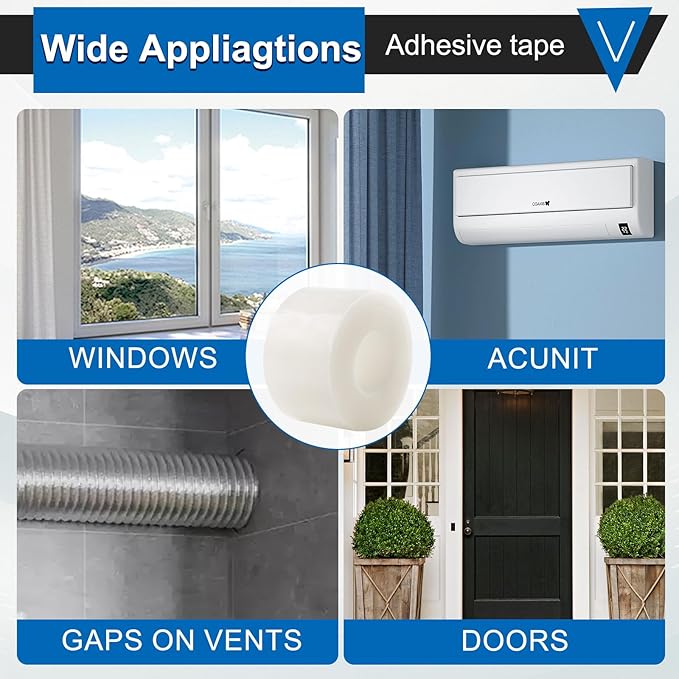 Window Insulation Tape for Winter Heavy Duty Weather Stripping Sealing Film Tape Draft Stopper 2 in x 105 Ft Keep Warm & Save Energy Easy Apply & Remove for Doors and Windows