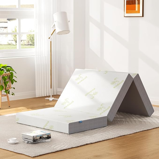 Inofia Twin Folding Mattress, 5 Inch Trifold Memory Foam Mattress with Soft Removable Cover - for Camping, Guest, and Floor Bed - Twin Size (78" x 38" x 5")