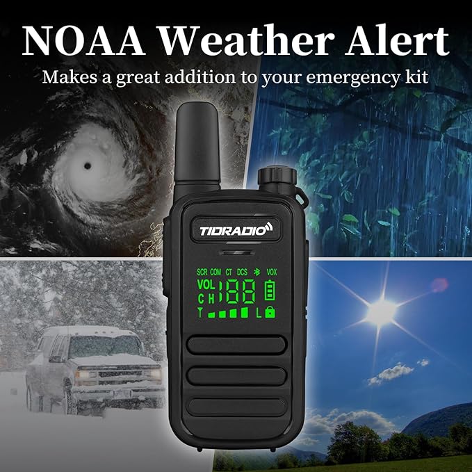 TIDRADIO TD-M11 Waterproof Walkie Talkies for Adults,Wireless Programming,Emergency NOAA Weather Radio,Frequency Copy,Long Range Two Way Radios with 6 Way Gang Charger,for School Church Business-6Pack
