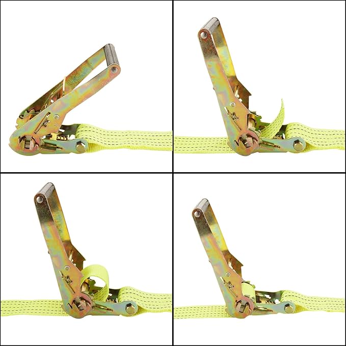 HNBun 2 Pack Ratchet Tie Down Straps, 2" x 33ft, 10,000 lbs Break Strength, Heavy Duty Cargo Lashing Straps with Double J Hooks for Trailer, Truck, and Equipment Hauling, Yellow