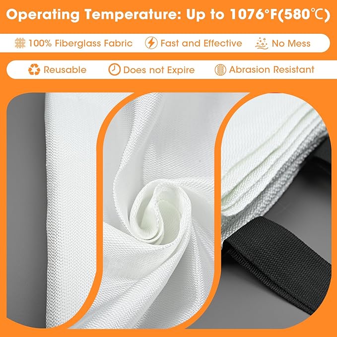 Emergency Fire Blanket, 40"x40" Fiberglass Suppression Fire Retardant Blankets for Home, Kitchen, Camping, Grill, Car, Office, Warehouse with Hooks(4 Pack)
