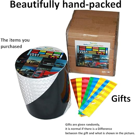 Reflective Tape Black White 6 inch Wide for Bikes, Outdoor Waterproof High Visibility Safety Warning Adhesive Strips (66 feet)