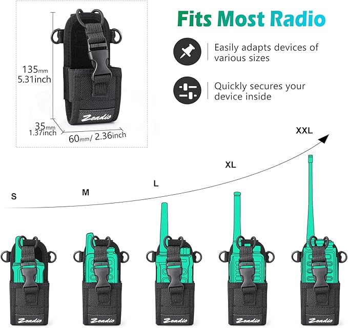 Zeadio Versatile Two-Way Radio Case, Universal Durable Holster Pouch Case Holder for Two-Way Radio Walkie Talkies (ZNC-D, Pack of 2)