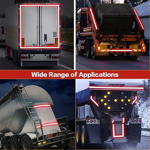 Reflective Tape, Waterproof Self Adhesive Dot Reflective Tape Outdoor Safety Caution Reflector for Trailers, Bikes, Cars（Red, 6 Inch x 32.8 Feet）