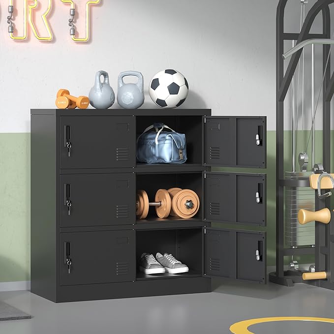 Metal Lockers for Employees 6 Doors,Office Storage Locker, Employee Steel Locker Cabinet with Lock,Staff Locker with Keys Storage Cabinet for Gym Home Office School Garage,Assembly Required