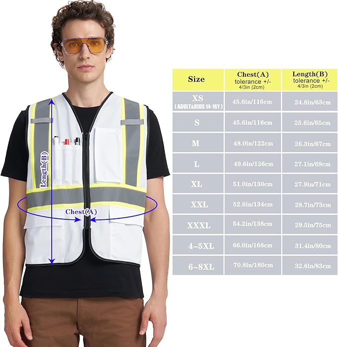 A-KSAFETY High Visibility Safety Vest for Men Women with Pockets and Zipper