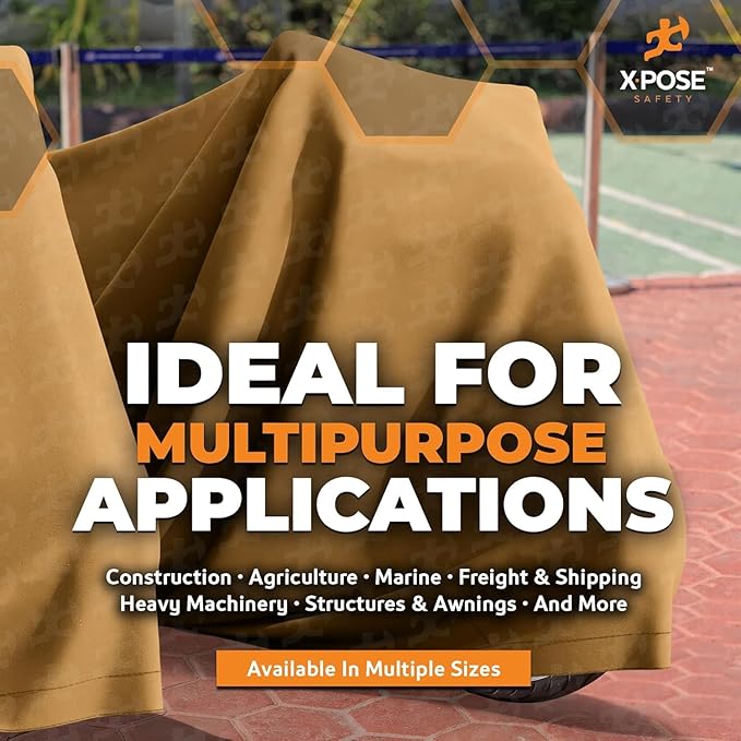 Xpose Safety Canvas Tarp - 10oz Tan Canvas Tarps Heavy Duty Water Resistant with Brass Grommets- Multipurpose Outdoor Tarpaulin for Camping, Canopy, Trailer, Equipment Cover 6' x 8' (2 Pack)