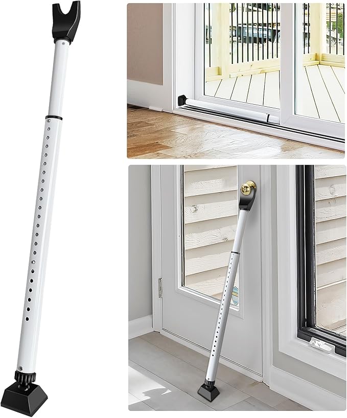 ToBeGreat Adjustable Door Security Bar 25-45 Inch Upgraded Sliding Patio Bar,Heavy Duty Door Lock Security Door Jammer Door Stoppers, Portable Travel Security for Hotel, Screen Door Hardware Durable