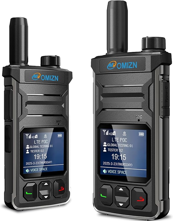 T6 Ultra-Slim Walkie Talkie with Unlimited Range Over 4G LTE, AES-256 Encrypted Two Way Radio, Noise Reduction, IP65, Type-C Charging, Lifetime Free Use (Black, 2 Pack)