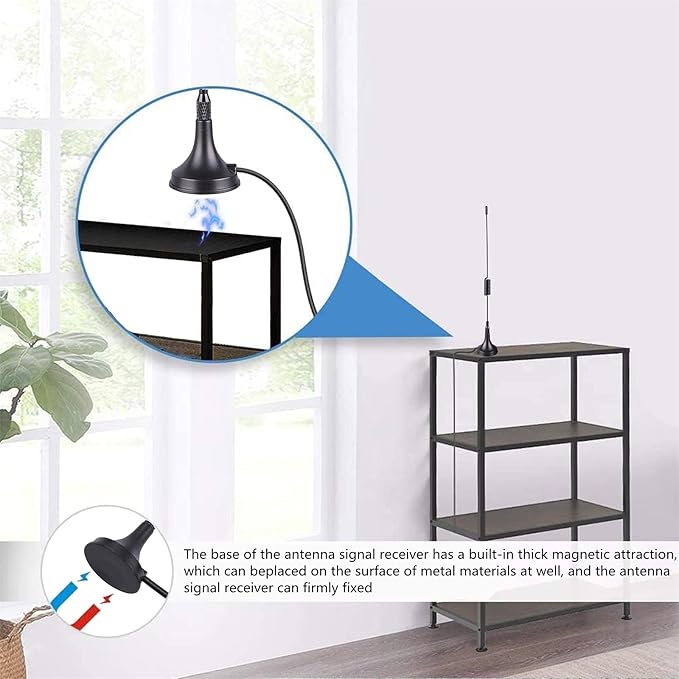 Portable Radio Signal Antenna SMA-Male, Outdoor TV FM Stereo Antenna,33Ft Ultra-Low Loss Coax Signal Extension Cable with 6pcs Universal Antenna Adapter for FM Radio Portable TV