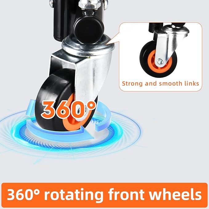 Folding Hand Truck，500lbs Capacity Heavy Duty Carrying Hand Cart，Ironton Steel Hand Truck with 4 Rotate Wheels，for Luggage, Moving, Shopping, Office,Travel Use(Orange)