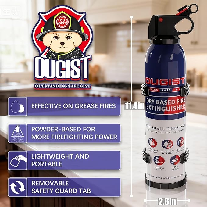Fire Extinguisher for Home & Vehicle - 600g Fire Extinguisher | Grease & Electrical Fire Extinguisher for Kitchen, Car, Portable (4-Pack)