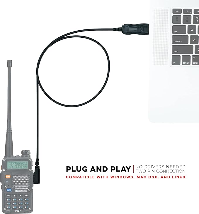 BTECH PC03 FTDI Universal Plug & Play USB Programming Cable for BTECH, Baofeng, Kenwood Radios - Compatible with UV-5R, BF-F8HP, GMRS-V2, UV-82HP & More - Easy Setup, No Driver Needed