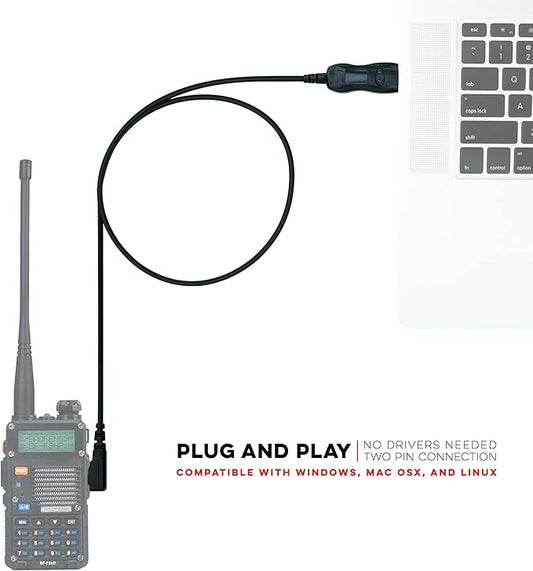 BTECH PC03 FTDI Universal Plug & Play USB Programming Cable for BTECH, Baofeng, Kenwood Radios - Compatible with UV-5R, BF-F8HP, GMRS-V2, UV-82HP & More - Easy Setup, No Driver Needed
