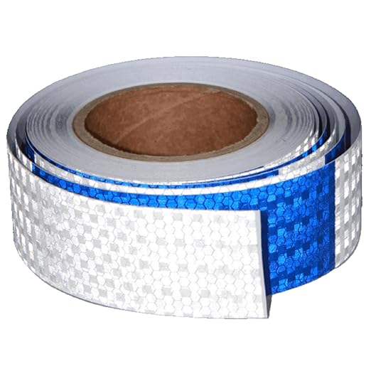 Reflective Tape Blue and White 2 inch X 66 feet, Outdoor Waterproof Hazard Conspicuity Warning Industrial Marking Tape