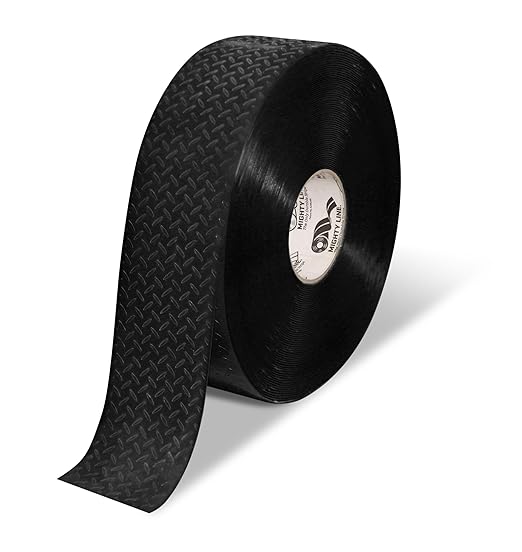 Mighty Line 3" Anti-Slip Solid Color Floor Marking Tape for Safety, Caution, Warning, Flooring, Heavy-Duty, Peel and Stick, Adhesive, Industrial Quality, 100' Roll, Black