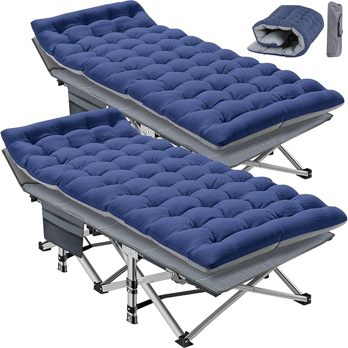 Slsy Oversized XXL Folding Camping Cot for Adults with Pad, Padded Portable Sleeping Cots, Camp Bed with Carry Bag for Outdoor Travel, Beach, Hiking