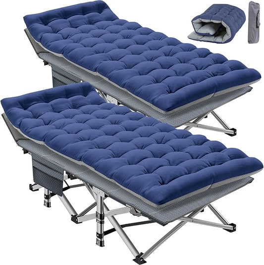 Slsy Oversized XXL Folding Camping Cot for Adults with Pad, Padded Portable Sleeping Cots, Camp Bed with Carry Bag for Outdoor Travel, Beach, Hiking