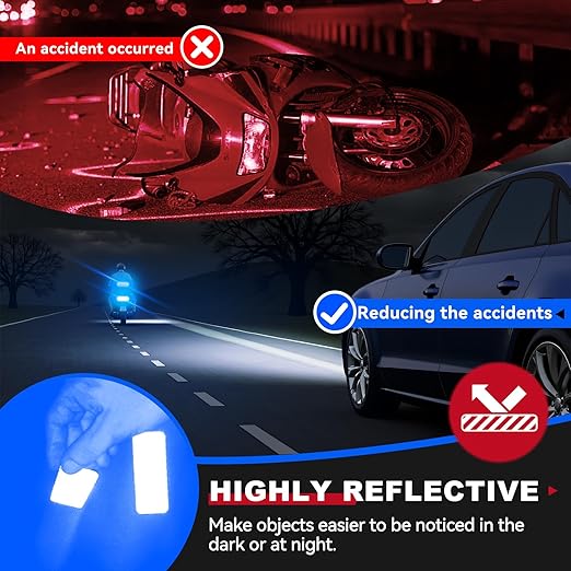 20 Pcs Super Reflection Reflective Stickers, Blue, Made of 3M DG3, Safety Reflective Tape for Car, Bike, Mailbox, Helmet, Outdoor, Waterproof, 3.15" X 1.18"