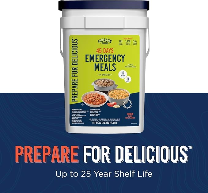 Augason Farms 45 Day Emergency Food Supply Kit, Dehydrated Meal Survival Food Bucket