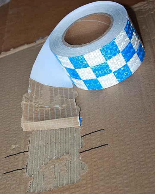 Reflective Tape Blue White 3 inch Wide for Automobile, Outdoor Waterproof High Visibility Safety Warning Adhesive Strips (166 feet)