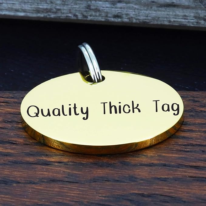 Ultra Joys Personalized Dog Tags for Pets - Durable Stainless Steel Customizable Dog Cat ID Tags - Dog Tags for Safety Optional Engraved on Both Sides -Birth Flower Round Dog Tag Large, Gold