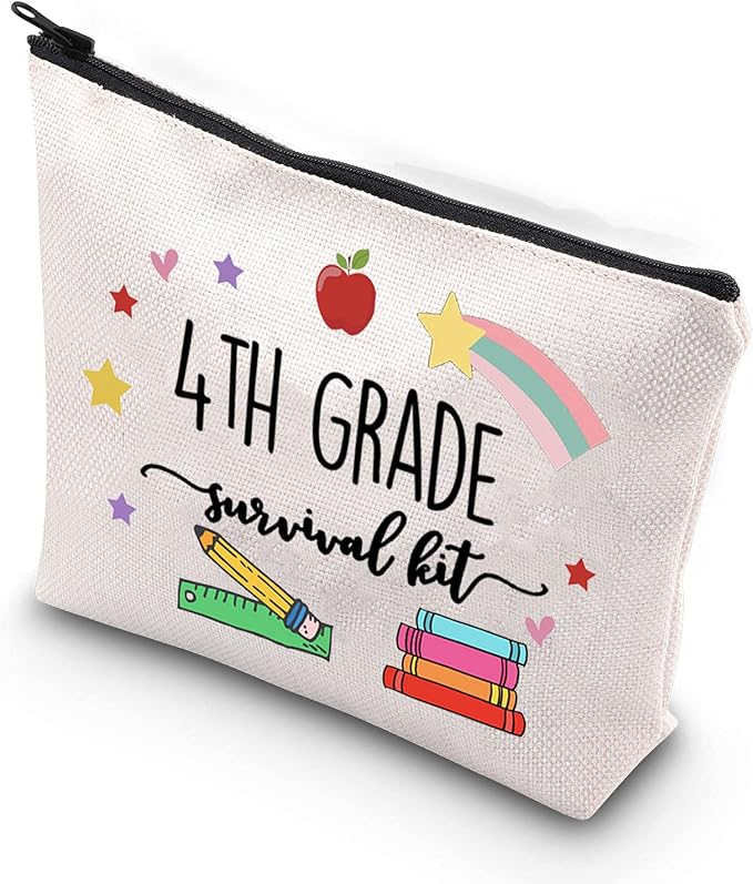 WCGXKO 4th Grade Teacher Gift 4th Grade Survival Kit Zipper Pouch Makeup Bag (survival kit 4th Grade)