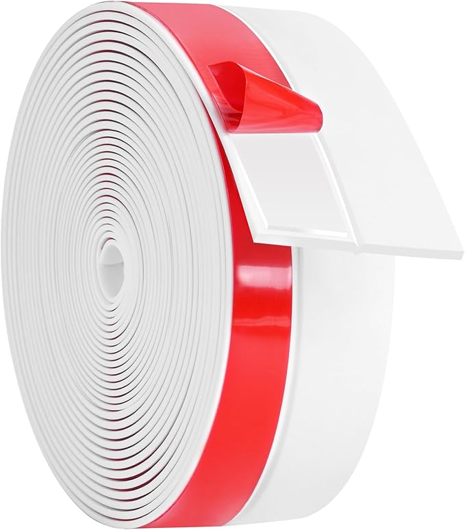 ToLanbbt Weather Stripping Silicone Door Seal Strip 2 in x 40 ft Door Draft Stopper Self Adhesive Door Draft Tape, Side & Bottom Gaps Insulation Strip for Glass Shower Door Sliding Door Window, White
