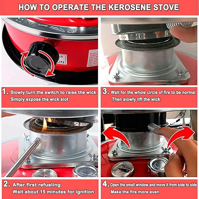 Kerosene Heater & Stove, Kerosene Heater for Indoor Use, 9000 BTU, Outdoor Camping Portable Camp Tent Heater for Ice Fishing, Hunting, Hiking, Survival Emergency & Patio（4.6L）
