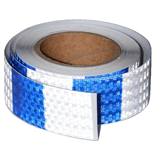Reflective Tape Blue White 2 Inch x 68 Feet, Outdoor Waterproof Warning Reflector, Night Safety Stickers for Bicycles