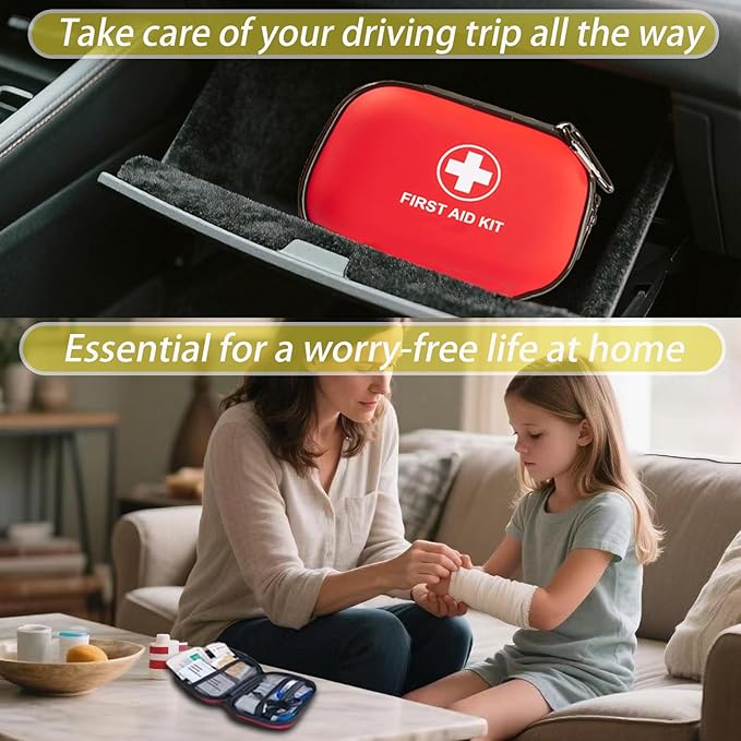 First Aid Kit 150 Piece Emergency Kit for Home, Camping, Cars, Hiking, Travel, Outdoor, Adventure Portable Survival IFAK Kits (Red)
