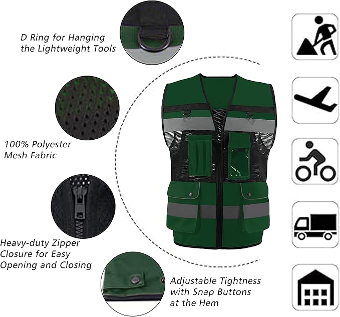 Safety Vest High Visibility Reflective Construction Vest for Men Women