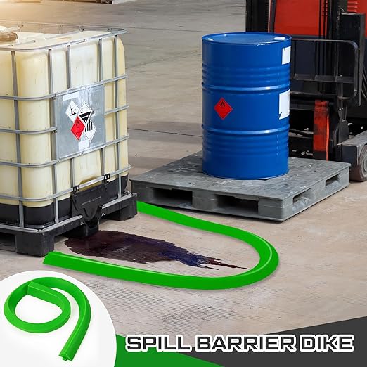 1 Pcs Spill Barrier Dike 5'L x 2.6"W x 1.5"H Water Dam Barrier Liquid Blocker for Garage Home Floor Flooding Solutions(Green)