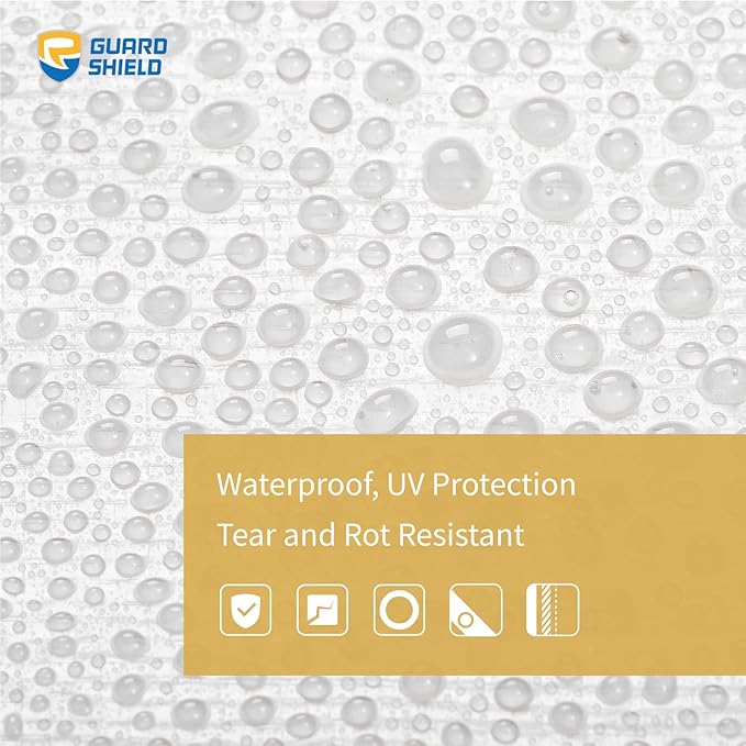GUARD SHIELD Tarps Heavy Duty Waterproof 12x12 Feet White Poly Tarp Cover Square Outdoor Thick UV Resistant Tarpaulin with Grommets 10mil (2-Pack)