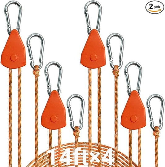 14ft Retractable Paracord Rope Tie Down Ratchet Strap Small Straps Mini Rope Cam Lock Tent Canopy Tie Down Adjustable Outdoor Windproof Tightener Tensioner Hanger Grow Light 5/32"