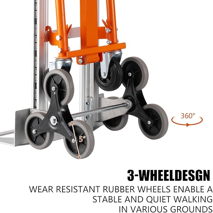 3in1 Aluminum Hand Truck 880 lb Capacity, Stair Climbing Cart Utility Cart Converts from Hand Truck Dolly to Platform Cart 3 Positions for Transport & Moving with 10" Rubber Wheels