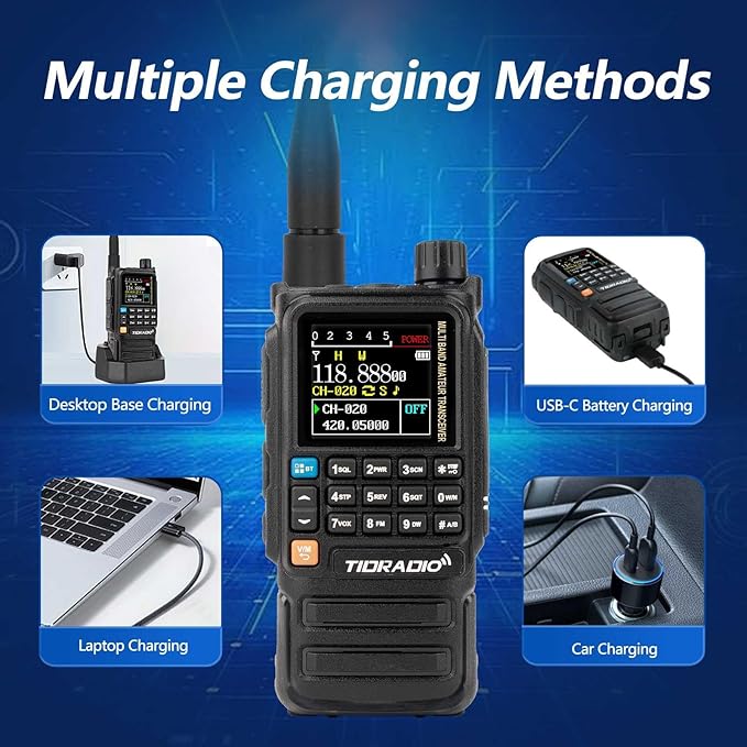 TIDRADIO TD-H3 Plus GMRS Radio Multi-Band Receiving Long Range Walkie Talkies,USB-C Programming & Charging,2500mAh Battery,NOAA Weather Radio,AM/FM Reception,DTMF VOX SCAN