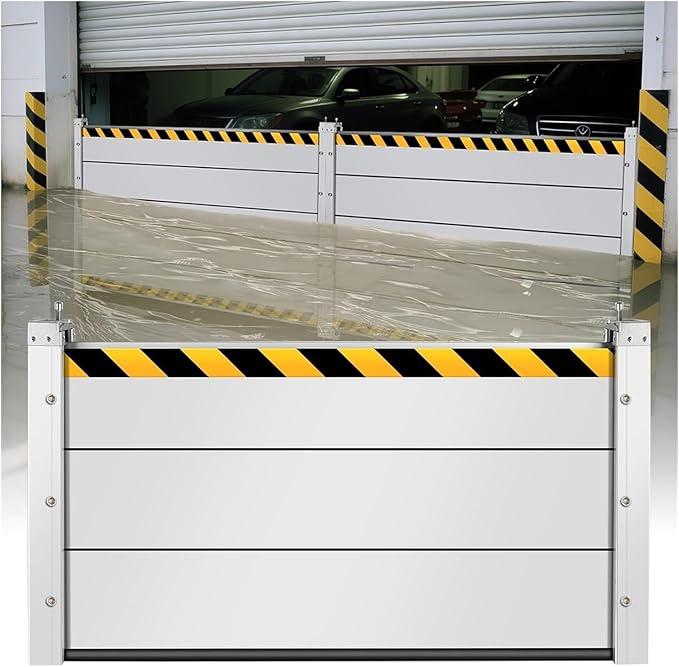 Heavy Duty Aluminum Flood Barrier, Reusable Outdoor Water Barrier for Home, Garage, Gates, Roads, Detachable Flood Protection Baffle, Temporary Flood Control System(H 2.6ft/80cm,L 3.5ft/1.1m)