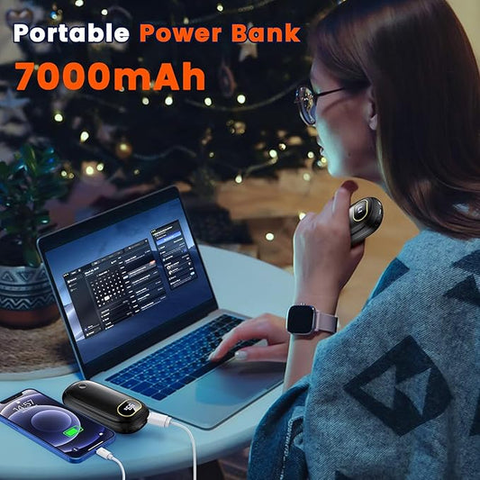 Electric Hand Warmers Rechargeable with Power Bank, LED Display, 17Hrs Warmth, Dual-Side 4 Levels Fast Heating Portable Pocket Heater for Hunting, Camping, Golf, Outdoor, Gifts for Women/Men
