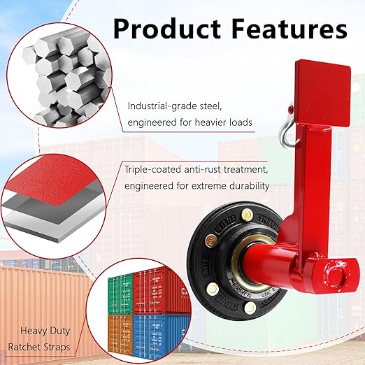 Shipping Container Wheel Kit, Ratchet Straps & Shackles,Shipping Container Accessories,6-Lug Wheels with Heavy-Duty Axles,Heavy-Duty Mobility for 20ft & 40ft Empty Containers