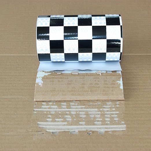 Black White Reflective Tape 6 inch X 10 feet, Outdoor Waterproof Hazard Conspicuity Warning Industrial Marking Tape