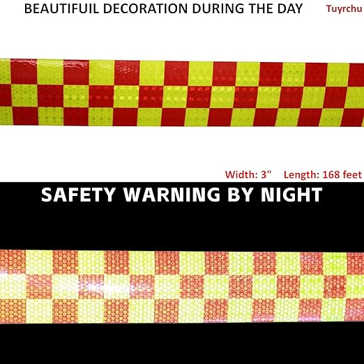Industrial Reflective Tape Outdoor Waterproof 3 inch Wide, High Visibility Safety Warning Reflector Sticker Strips (168 feet)