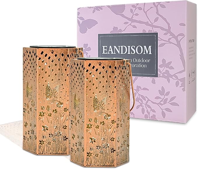 2 Pack Hummingbird Solar Lanterns Outdoor Waterproof - Christmas Gifts for Women, Men, Mom, Solar Lights Outdoor Hanging Garden Decor for Outside, Patio, Outdoor, Yard, Lawn, Balcony